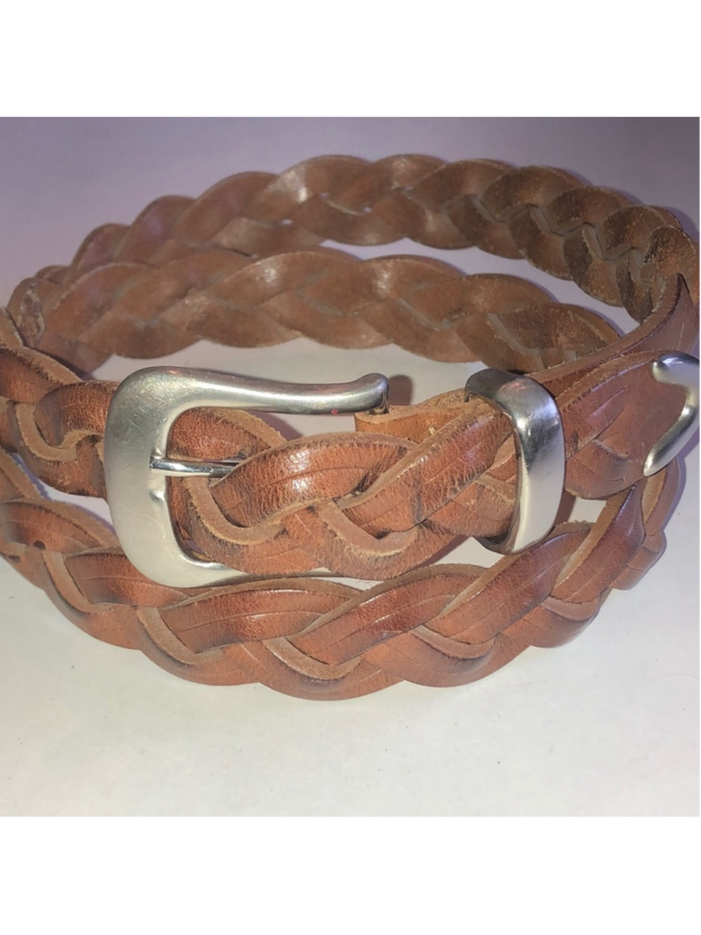 Braided Brown Leather Size Medium Merona Belt